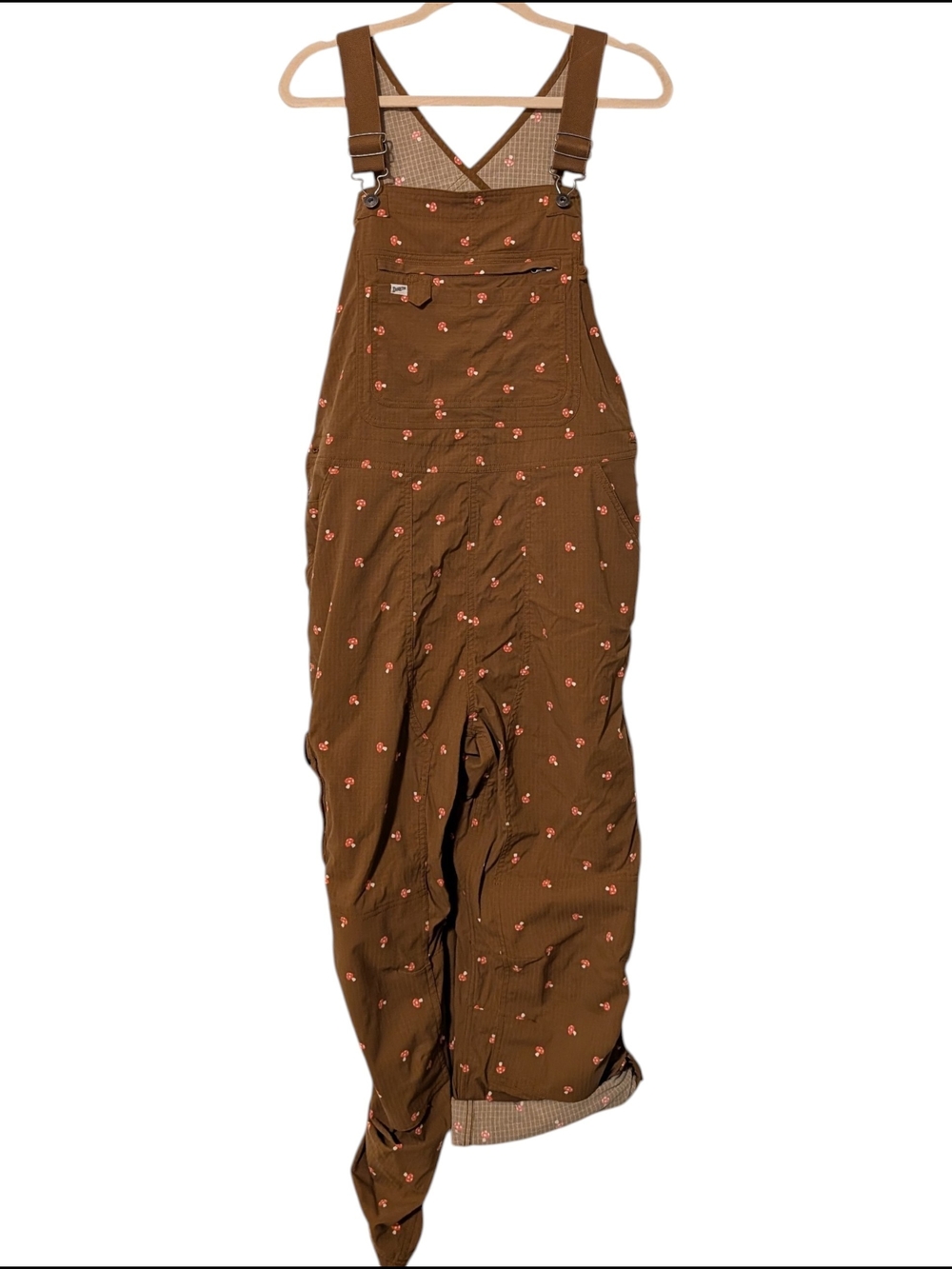 Duluth Trading Co Brown Mushroom Print Overalls - Picture 2 of 5